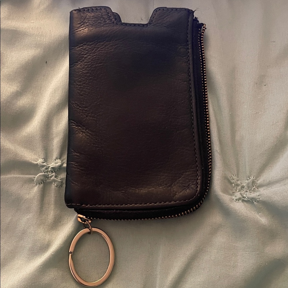Fossil Black Leather Phone Case and Wallet with Keyring